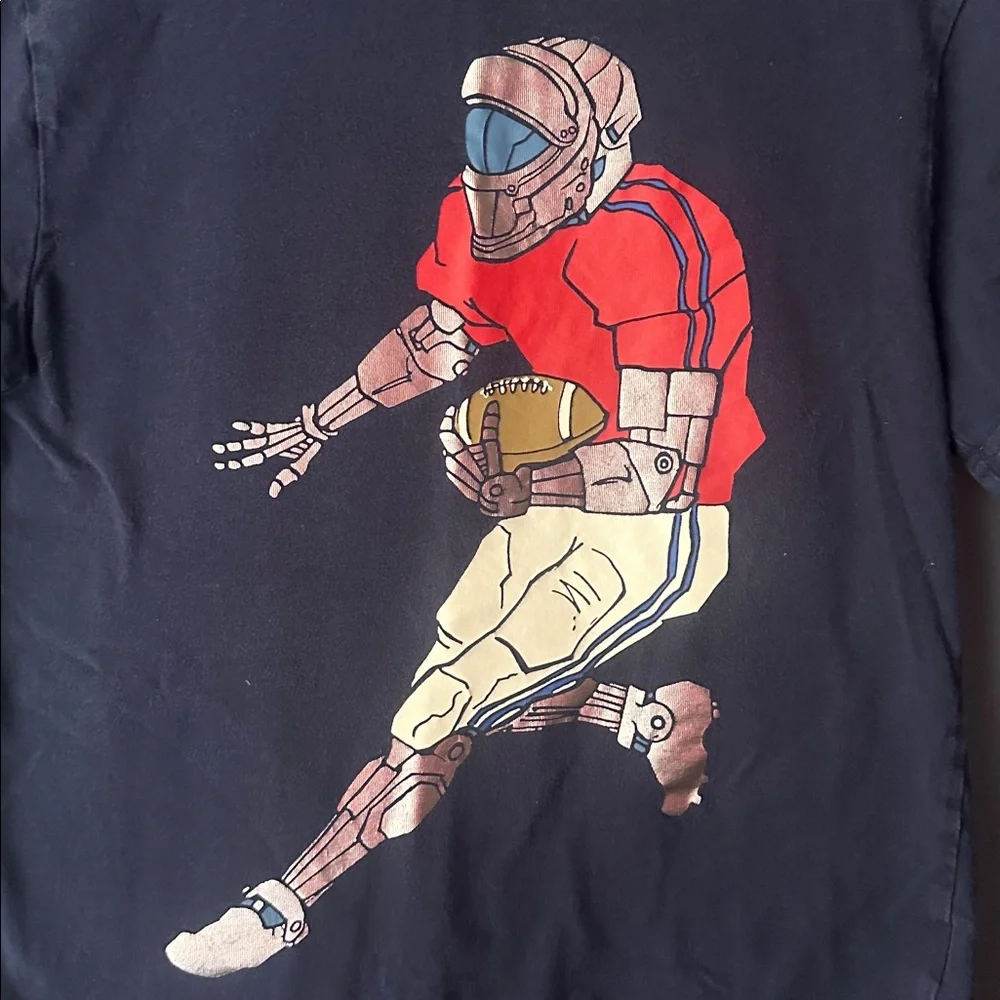 🏈 GYMBOREE gymgo boys Short Sleeve Tee shirt size large football blue euc